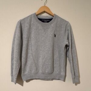 U.S. Polo Assn Boys Gray Crewneck Sweatshirt Size L 10-12 Pony Logo Pullover